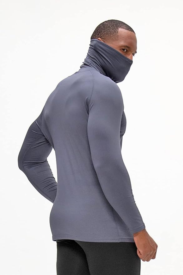 DEVOPS 2 Pack Men's Thermal Turtle Mock Neck Shirts, Compression Long Sleeve Tops and Hoodies