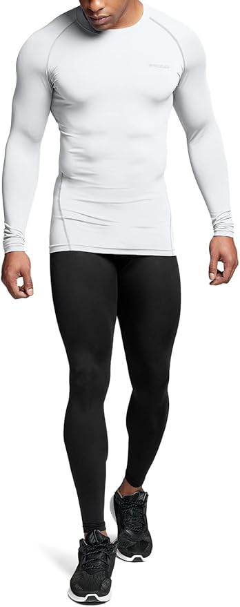TSLA Men's UPF 50+ Compression Shirts, Cool Dry Long Sleeve Athletic Tops, Sports Baselayer Workout Shirt