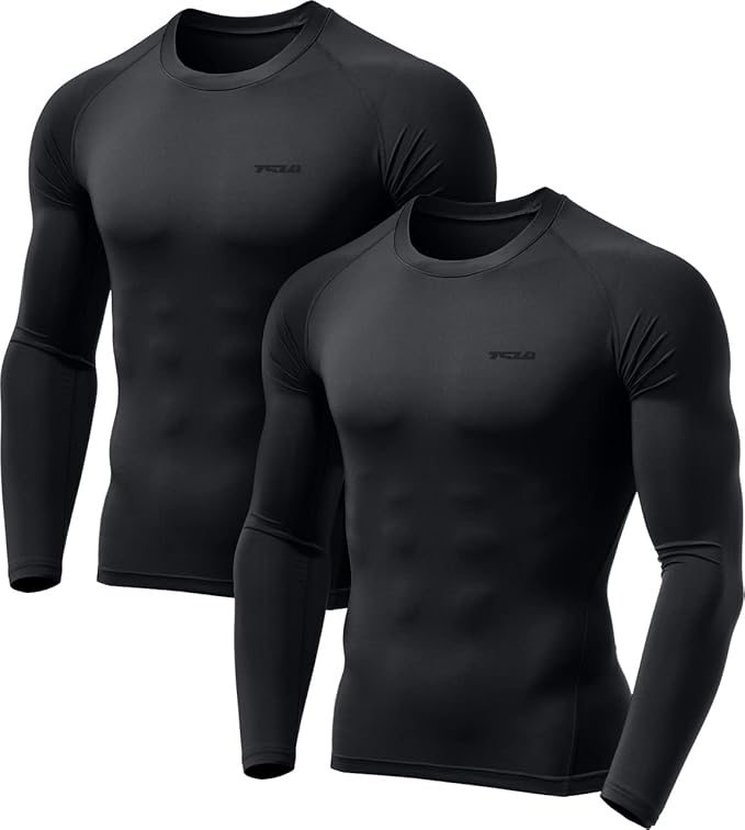 TSLA Men's Thermal Long Sleeve Compression Shirts, Athletic Base Layer Top, Winter Gear Running T-Shirt