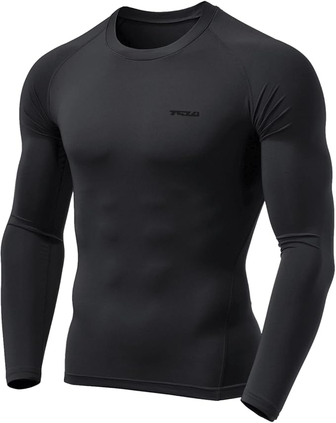 TSLA Men's UPF 50+ Compression Shirts, Cool Dry Long Sleeve Athletic Tops, Sports Baselayer Workout Shirt