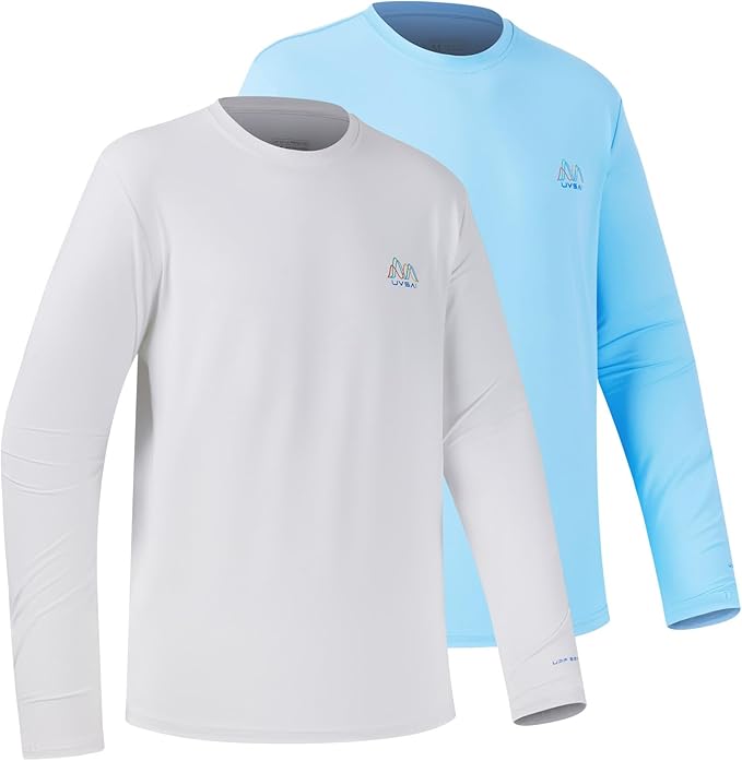 Men’s UPF 50+ Long Sleeve Performance T-Shirts Permanent UV Protective Quick Dry for Everyday Hiking Fishing Beach