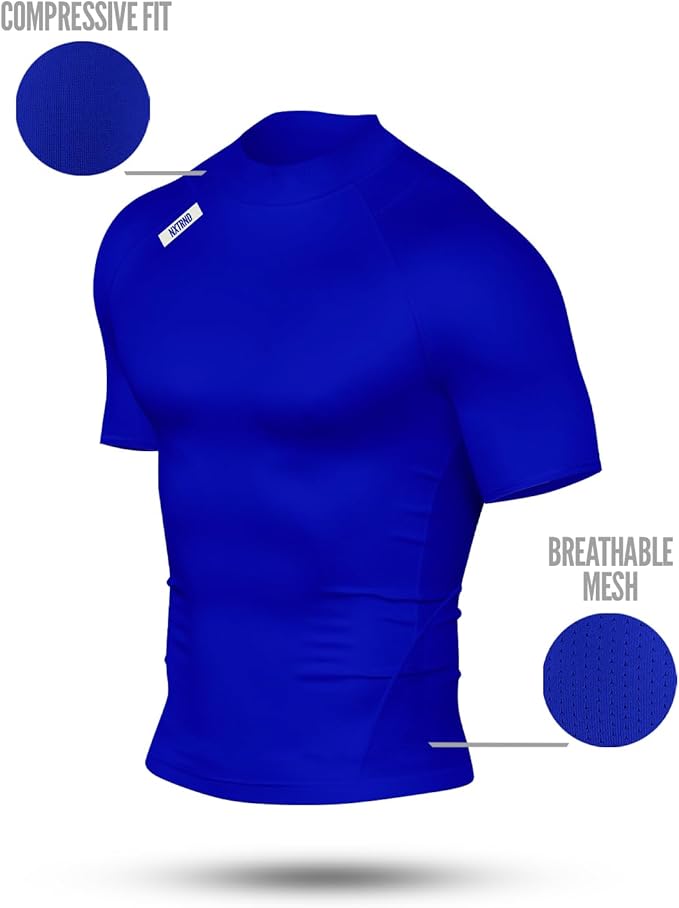 Nxtrnd Men's Turtleneck Compression T-Shirt, Short Sleeve Mock Neck