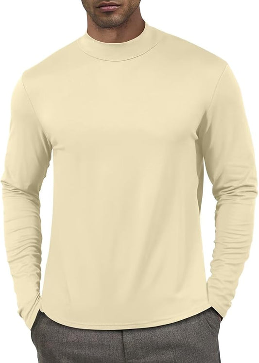 Men's Fashion Shirts Long Sleeve Mock Turtleneck T-Shirts Casual Thermal Undershirt Tops