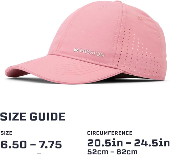 MISSION Cooling Vented Performance Hat Unisex One Size Cap for Workouts, Golf & Running, Sweat & Water Activated Technology