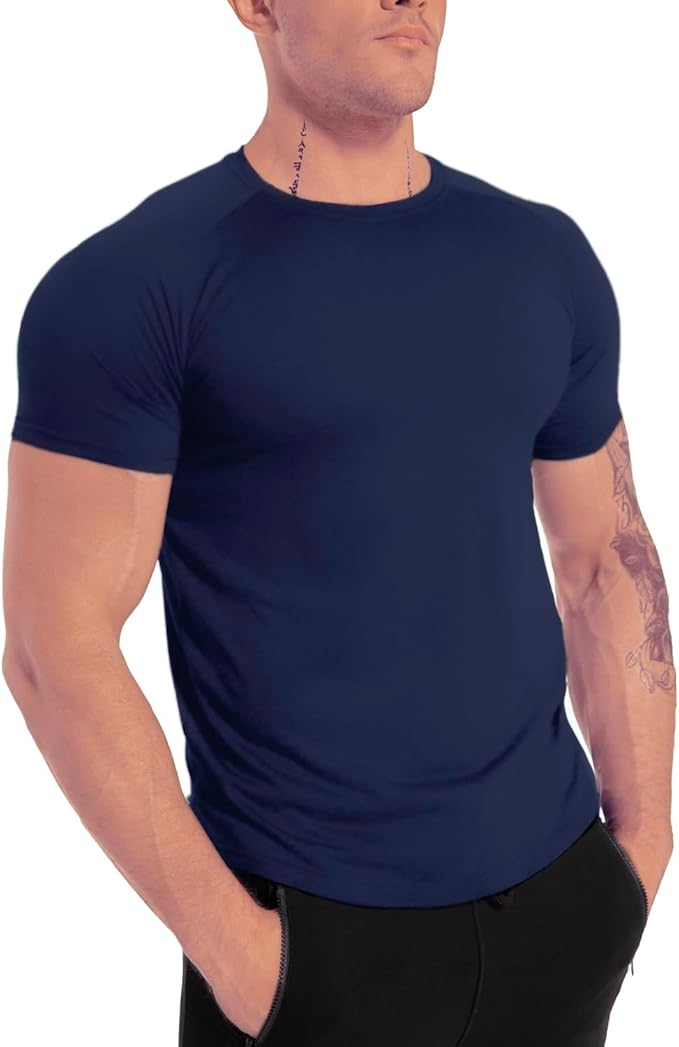 Men's 3pack Dry Fit Workout Gym Short Sleeve T Shirt Moisture Wicking Active Athletic Performance Running Shirts