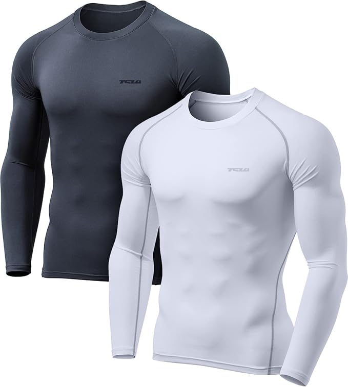 TSLA Men's Thermal Long Sleeve Compression Shirts, Athletic Base Layer Top, Winter Gear Running T-Shirt
