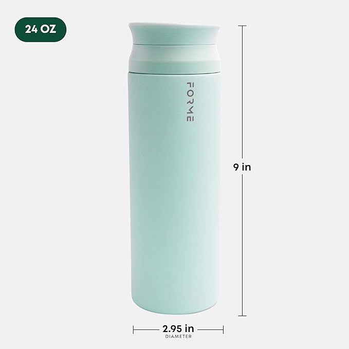 FORME - Shaker, 700ml Stainless Steel Protein Shaker, Double Walled Vacuum Insulated, Cold and Hot Drinks, Silent & Leak Proof, Fits Most Cup Holders (Sea Mist)