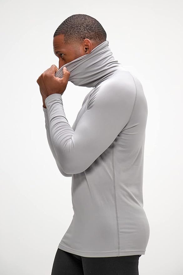 DEVOPS 2 Pack Men's Thermal Turtle Mock Neck Shirts, Compression Long Sleeve Tops and Hoodies