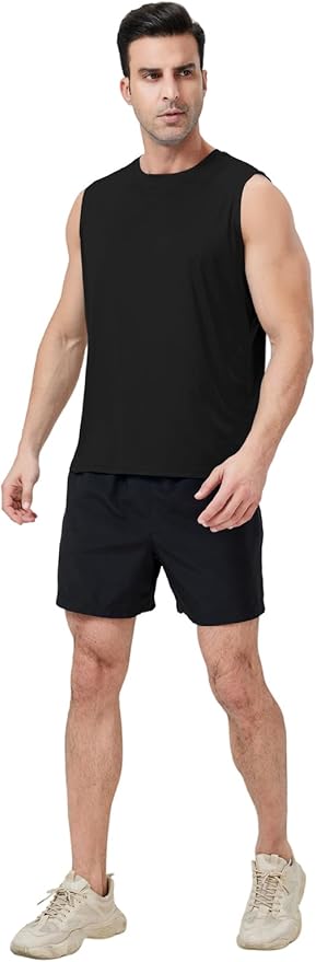 Men's Sleeveless UPF 50+ Swim Shirts Quick Dry Workout Tank Top UV Protection Running Gym Muscle T Shirts