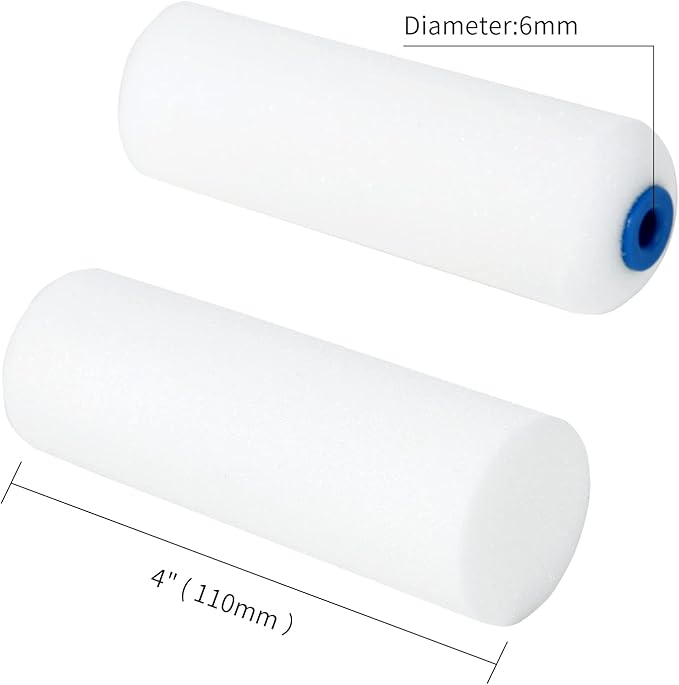 Mister Rui Foam Paint Roller, Sponge Paint Roller Sleeve, High Density Foam, for Furniture Painting and Decorating, 4 Inch Head-Rounded Design (110mm), Pack of 10