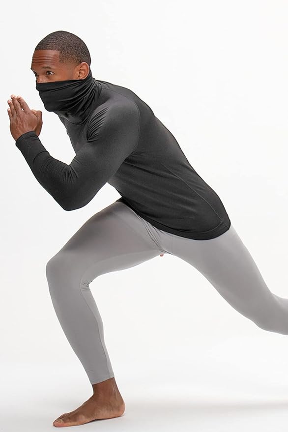 DEVOPS 2 Pack Men's Thermal Turtle Mock Neck Shirts, Compression Long Sleeve Tops and Hoodies