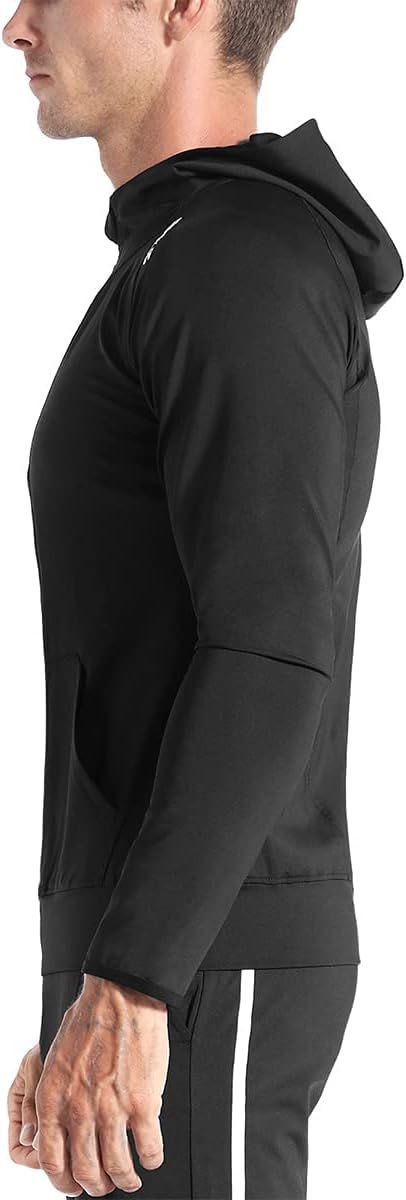 BROKIG Mens WindBreak Lightweight Running Jackets with Zip Pocket, Workout Track Hoodie Athletic Gym Sweatshirts Men