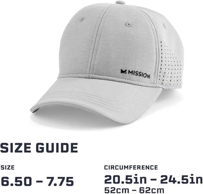 MISSION Cooling Vented Performance Hat Unisex One Size Cap for Workouts, Golf & Running, Sweat & Water Activated Technology