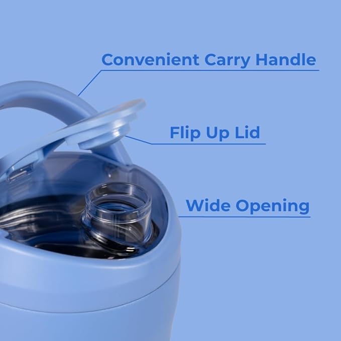 HydroJug 24 oz New Stainless Steel Shaker – Insulated, Leakproof, BPA-Free with Silent Mixing Grate – No Clumps, No Noise – Premium Shaker for Fitness, Sports & Everyday Use, Light Blue