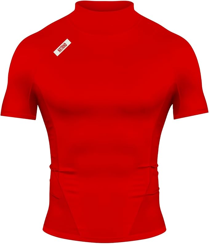 Nxtrnd Men's Turtleneck Compression T-Shirt, Short Sleeve Mock Neck