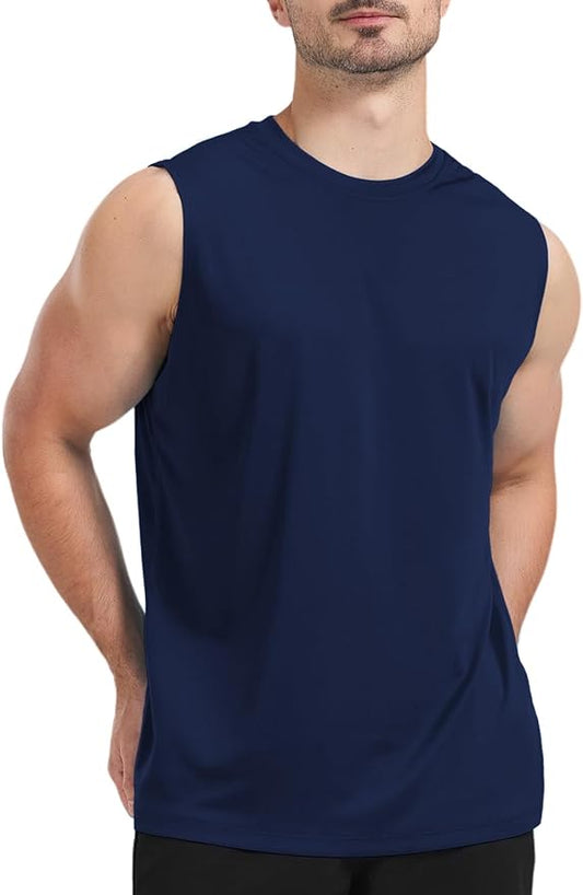 Men's Sleeveless UPF 50+ Swim Shirts Quick Dry Workout Tank Top UV Protection Running Gym Muscle T Shirts