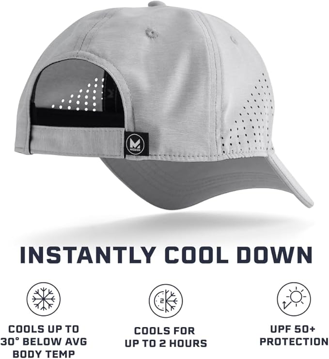 MISSION Cooling Vented Performance Hat Unisex One Size Cap for Workouts, Golf & Running, Sweat & Water Activated Technology