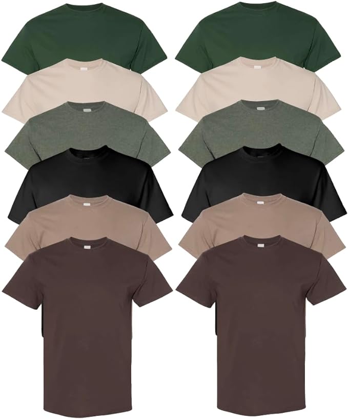 EVERYDAY TEES Men's Heavy Cotton Tee (Pack of 12), Assorted Mixed Color Small to 5XL