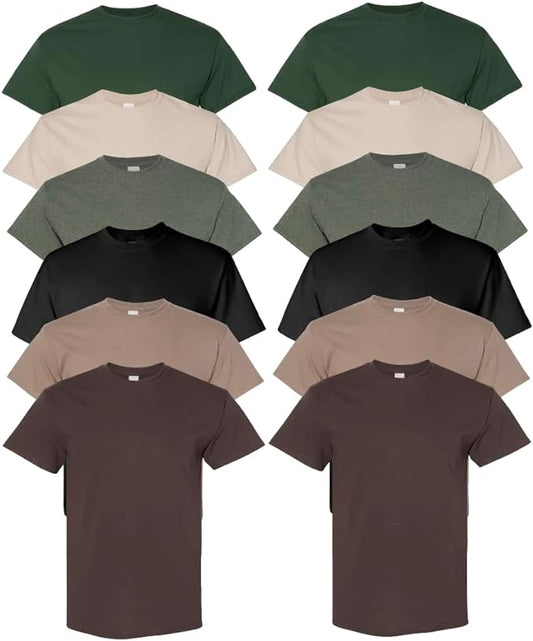 EVERYDAY TEES Men's Heavy Cotton Tee (Pack of 12), Assorted Mixed Color Small to 5XL