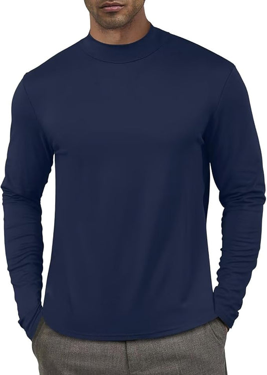 Men's Fashion Shirts Long Sleeve Mock Turtleneck T-Shirts Casual Thermal Undershirt Tops