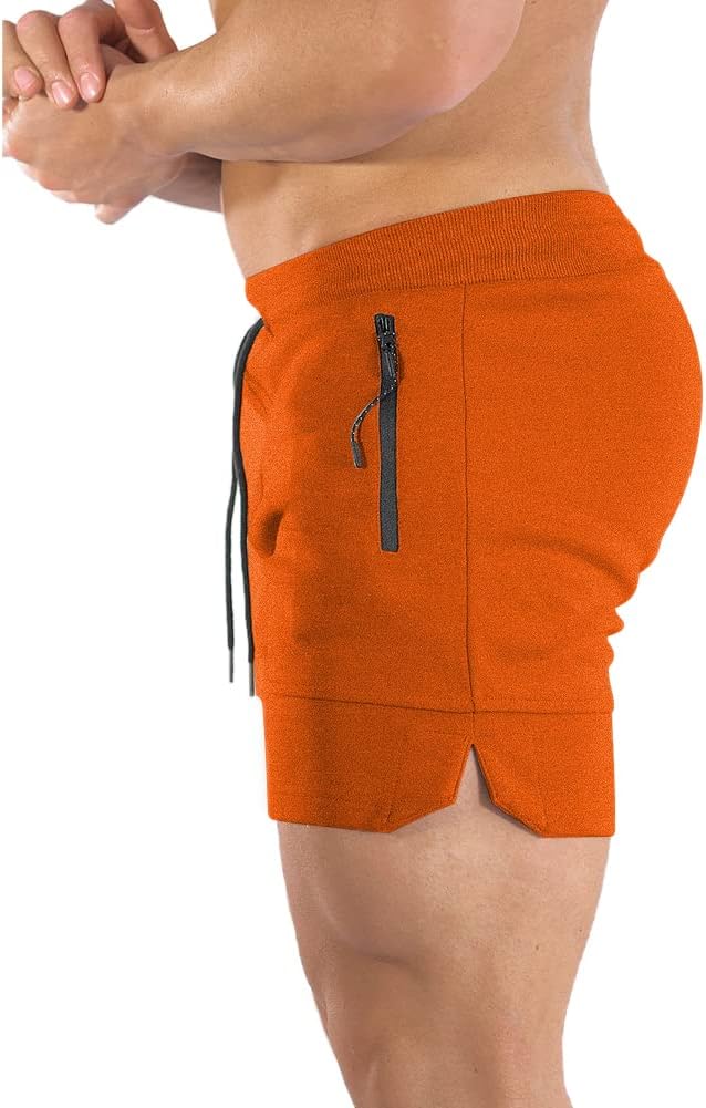 PIDOGYM Men's 5" Gym Workout Shorts,Fitted Jogging Short Pants for Bodybuilding Running Training with Zipper Pockets