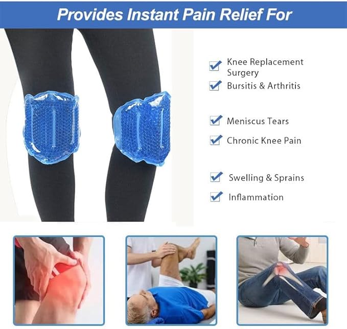 MR.ICE Knee Ice Pack Wrap 2 Packs,Reusable Ice Packs for Knee Replacement Surgery, Gel Cold Therapy Pack for Injuries, Surgery Recovery, Arthritis, Swelling, Bruises, Joint & Muscle Pain Relief