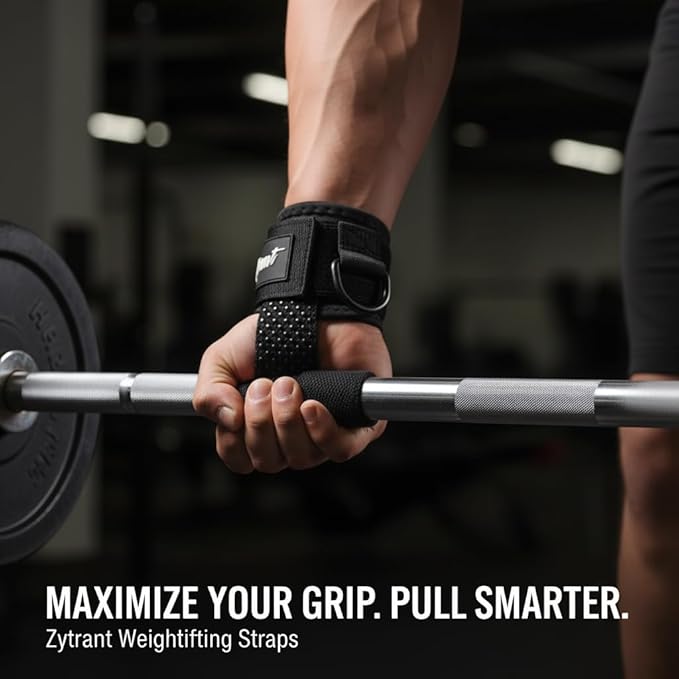 Weight Lifting Straps with Cuffed D Ring,Heavy Duty Thyick Comfortable Lifting Straps, Secure Fit, Enhanced Grip, Straps for Weightlifting & Gym Training