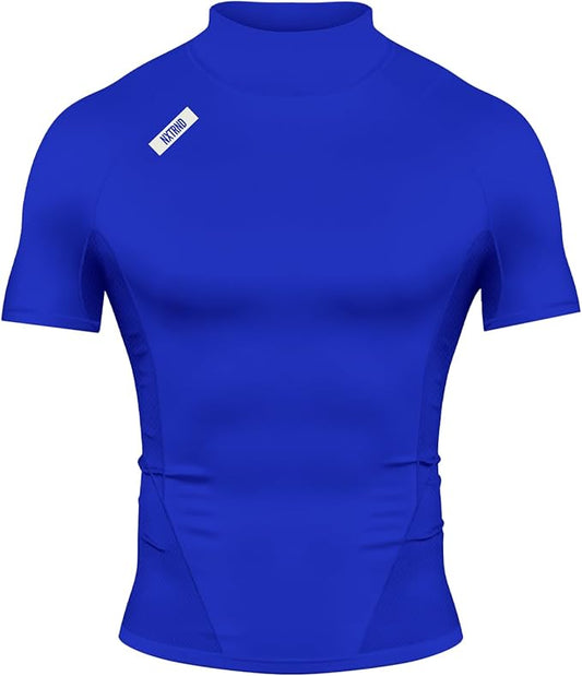 Nxtrnd Men's Turtleneck Compression T-Shirt, Short Sleeve Mock Neck