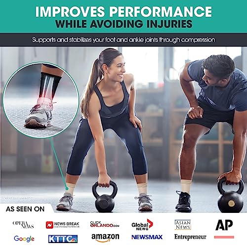Modvel Foot & Ankle Brace Socks for Sprained Ankle Compression Sleeve - Foot Support for Women & Men - Tendonitis & Arthritis Ankle Brace Sports Running, Torn Ligaments & Women Stabilizing Ankle Wrap
