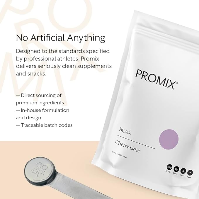 Promix BCAA Post-Workout Energy Powder - 5g Micronized BCAAs, Sugar Free, Plant Based, Vegan, Keto - Cherry Lime - 30 Servings (Pack of 1)