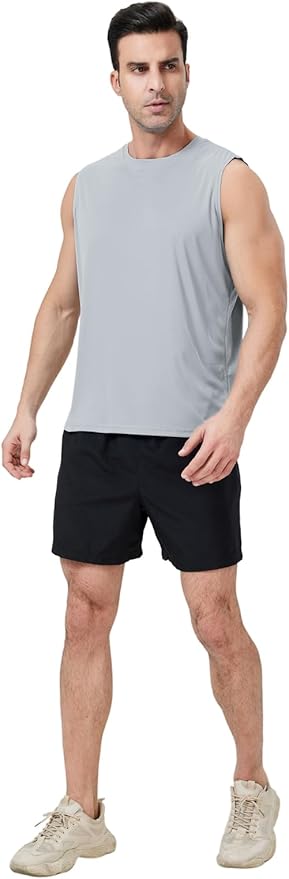 Men's Sleeveless UPF 50+ Swim Shirts Quick Dry Workout Tank Top UV Protection Running Gym Muscle T Shirts
