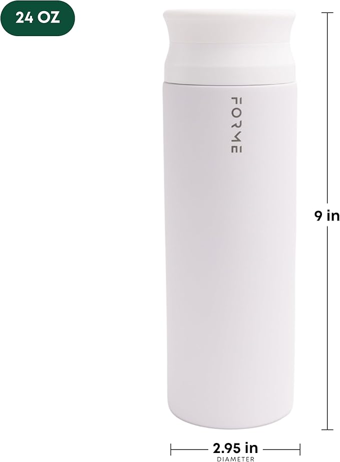 FORME - Shaker, 700ml Stainless Steel Protein Shaker, Double Walled Vacuum Insulated, Cold and Hot Drinks, Silent & Leak Proof, Fits Most Cup Holders (Chalk)