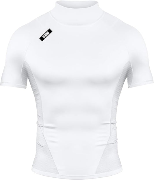 Nxtrnd Men's Turtleneck Compression T-Shirt, Short Sleeve Mock Neck