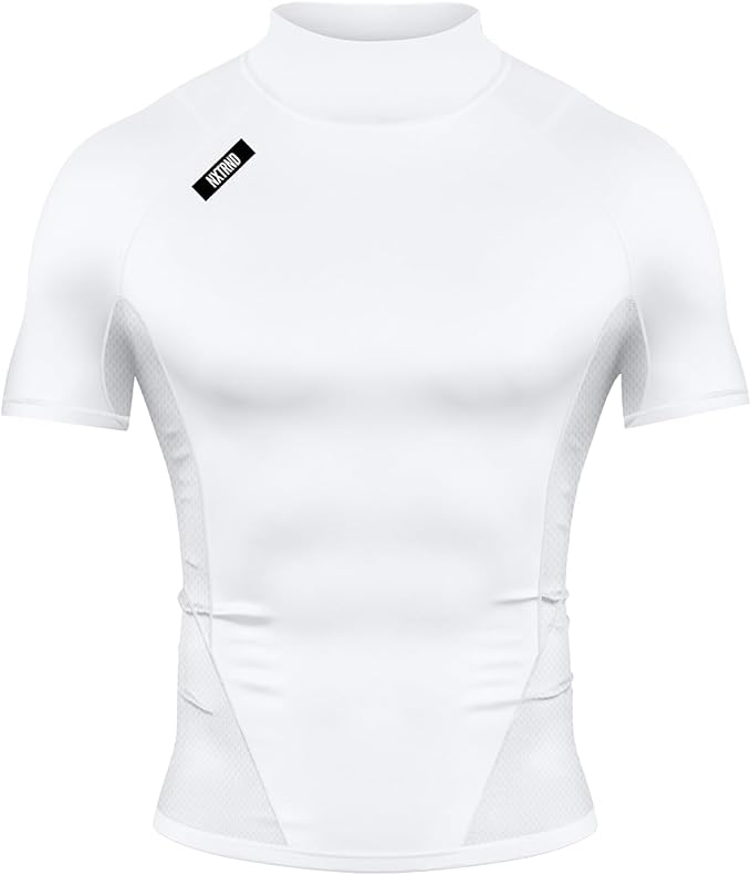 Nxtrnd Men's Turtleneck Compression T-Shirt, Short Sleeve Mock Neck