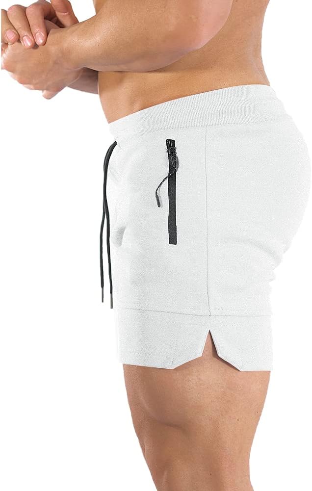 PIDOGYM Men's 5" Gym Workout Shorts,Fitted Jogging Short Pants for Bodybuilding Running Training with Zipper Pockets