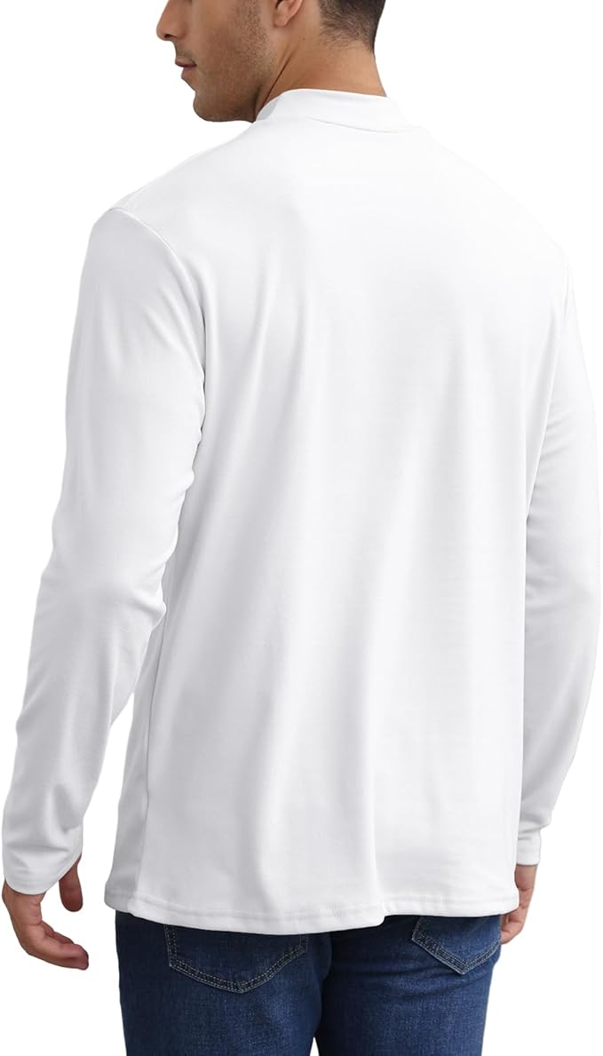 Mens Casual Mock Turtleneck T-Shirts Long Sleeve Thermal Stretchy Pullover Basic Lightweight Undershirt Sweater Tops
