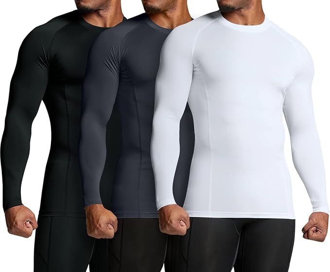 ATHLIO Men's UPF 50+ Long Sleeve Compression Shirts, Water Sports Rash Guard Base Layer, Athletic Workout Shirt