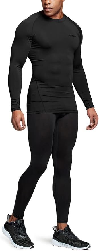 TSLA Men's UPF 50+ Compression Shirts, Cool Dry Long Sleeve Athletic Tops, Sports Baselayer Workout Shirt