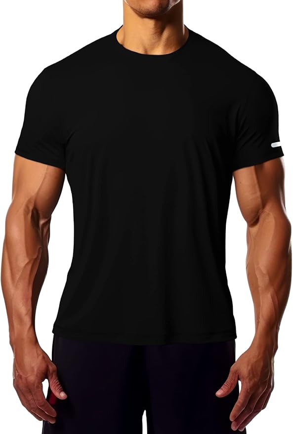 Mens Workout Shirts Fitted, Quick Dry Gym Tshirts Running Athletic Top Moisture Wicking Tee
