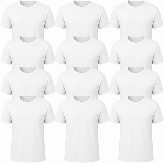 6-Pack Bulk Men’s T-Shirts – Soft Pre-Shrunk Premium Cotton, Short Sleeves, Reinforced Collar, Crew Neck, Casual Fit