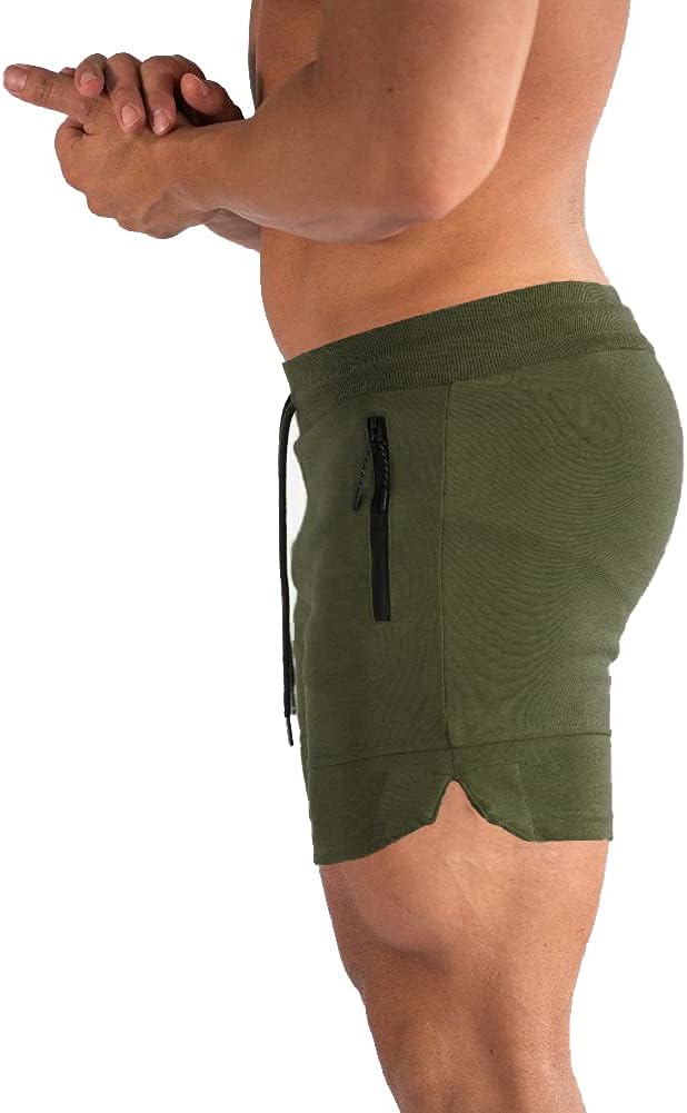 PIDOGYM Men's 5" Gym Workout Shorts,Fitted Jogging Short Pants for Bodybuilding Running Training with Zipper Pockets