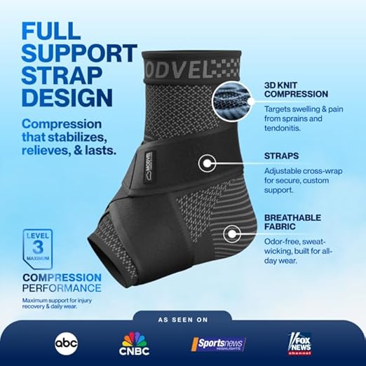 Modvel Foot & Ankle Brace Socks with Adjustable Support Strap – Compression Sleeve for Sprained Ankle, Plantar Fasciitis Relief Tendonitis & Arthritis, Stabilizing Foot & Ankle Support for Women & Men
