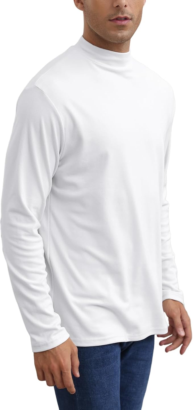 Mens Casual Mock Turtleneck T-Shirts Long Sleeve Thermal Stretchy Pullover Basic Lightweight Undershirt Sweater Tops