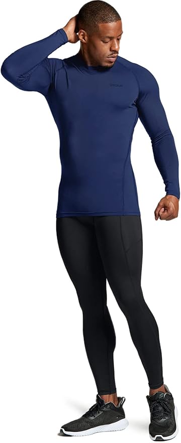 TSLA Men's Thermal Long Sleeve Compression Shirts, Athletic Base Layer Top, Winter Gear Running T-Shirt