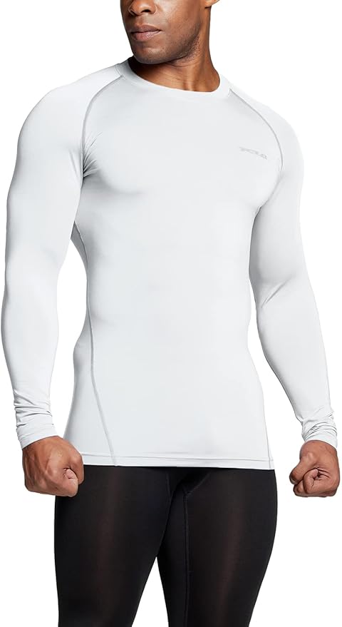 TSLA Men's UPF 50+ Compression Shirts, Cool Dry Long Sleeve Athletic Tops, Sports Baselayer Workout Shirt