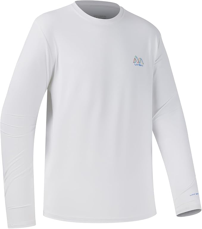 Men’s UPF 50+ Long Sleeve Performance T-Shirts Permanent UV Protective Quick Dry for Everyday Hiking Fishing Beach