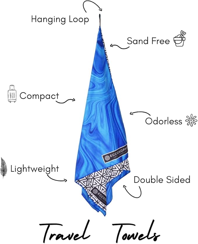 ECCOSOPHY Microfiber Beach Towel - Sand Free Towels are Quick Dry, Light Weight, Super Absorbent - Perfect Pool, Travel, Cruise, Camping Essentials - Oversized Extra Large for Adults 71x35 in