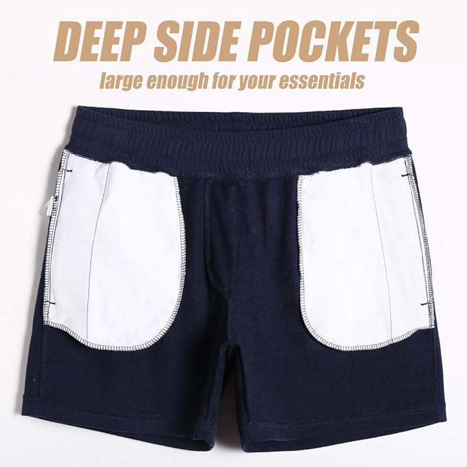 maamgic Mens Athletic Gym Shorts 5.5" Elastic Waist Casual Pajama Pocket Jogger Men Workout Short Pants