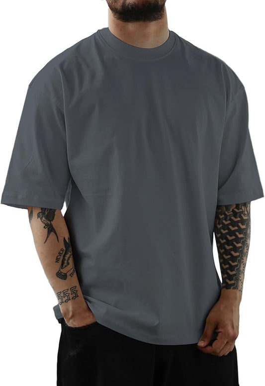 Mens Oversize Short Sleeve T-Shirts Loose Fit Solid Color Lightweight Tee Shirt Athletic Dry Fit Top