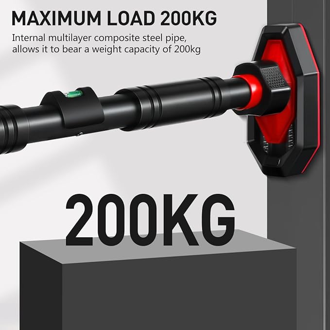 1PCS Pull Up Bar: Strength Training Chin up Bar without Screws - Adjustable 25.6-39.37 Width Locking Mechanism Pull-up Bar for Doorway - Max Load 440lbs, Non-slip